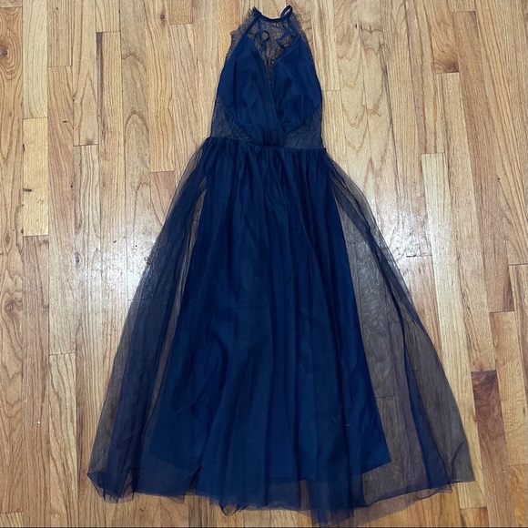 ASOS Blue Lace Tulle Dress 0 - Picture 2 of 6